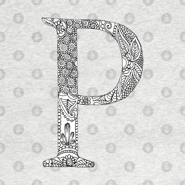 Henna Alphabet P / Henna Letter P - Black Henna Line Art by Tilila